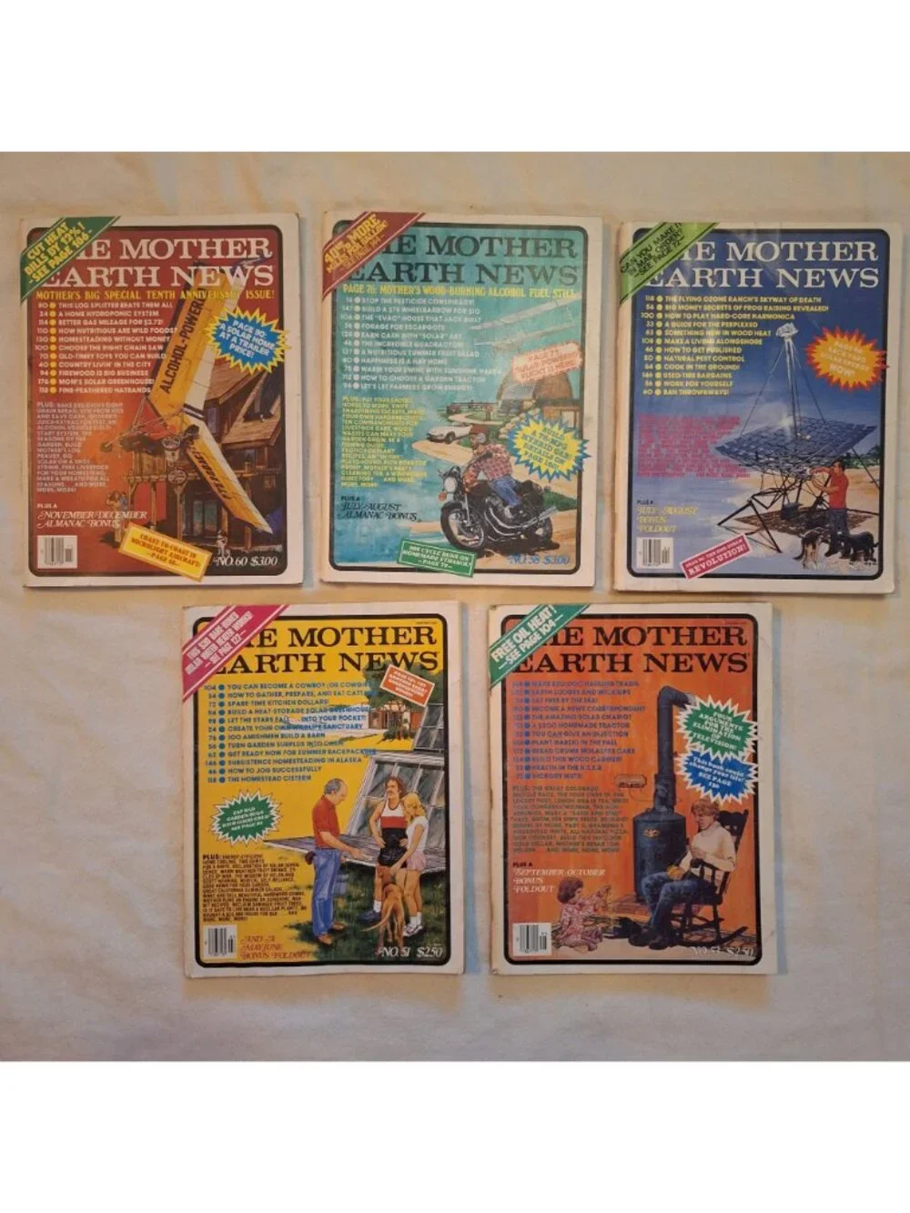 Mother Earth News Magazines 5 Lot 1978 1979 Vintage Homesteading Garden DIY Farm